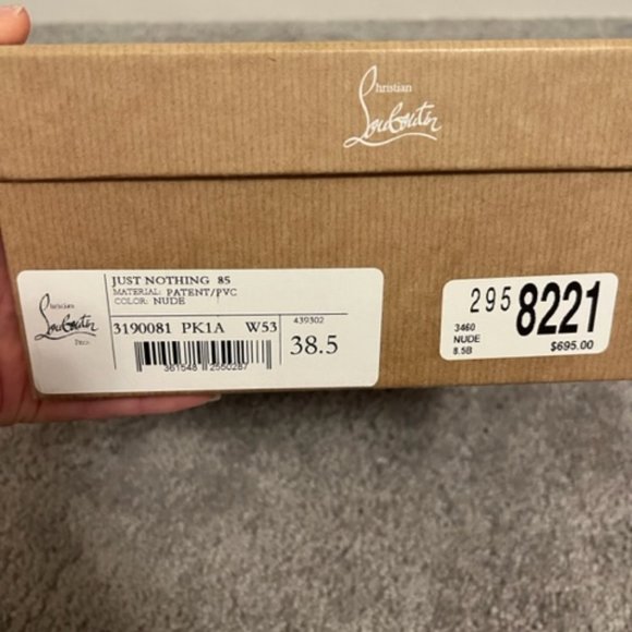 *NIB* Sz 8.5 Nude Christian Louboutin slide sandal, clear PVC & patent leather - Picture 10 of 10